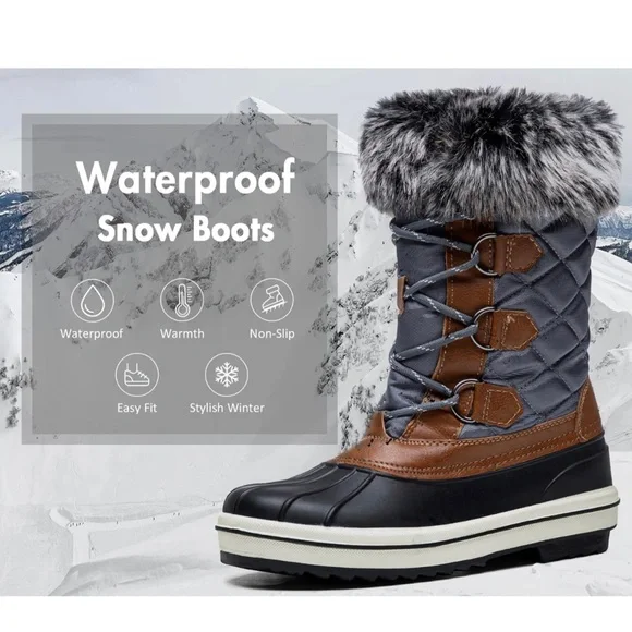 Vepose Women's 974A Snow Boots Waterproof Comfortable Mid Calf Boots - Picture 2 of 7